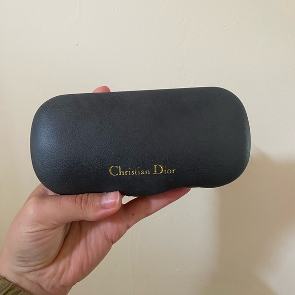 CHRISTIAN DIOR BLACK EYE SUN GLASSES CASE ONLY LEATHER WITH EMBOSSED WRITING - Picture 1 of 5